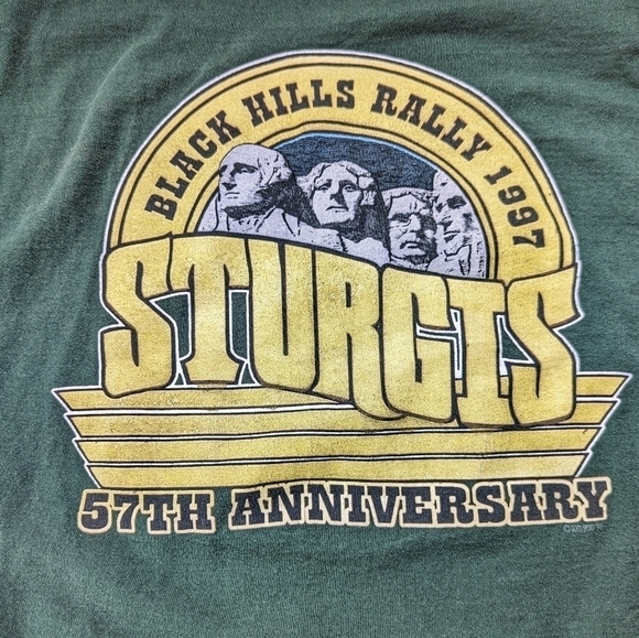 Vintage Sturgis 1997 Black Hills Rally 57th Anniversary Tee in Green Size Medium - Picture 6 of 11